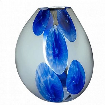 Lampada da tavolo in vetro di Murano bianco e blu
