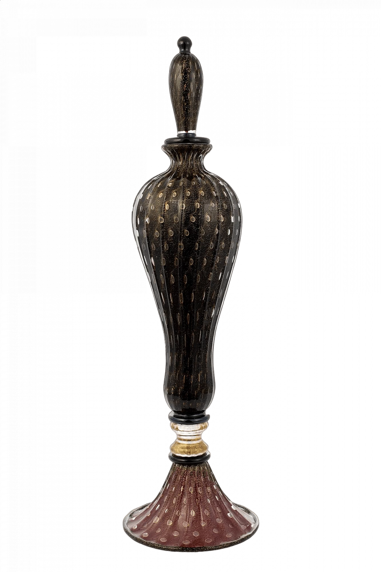 Murano glass bottle vase with 24 kt gold finish 7