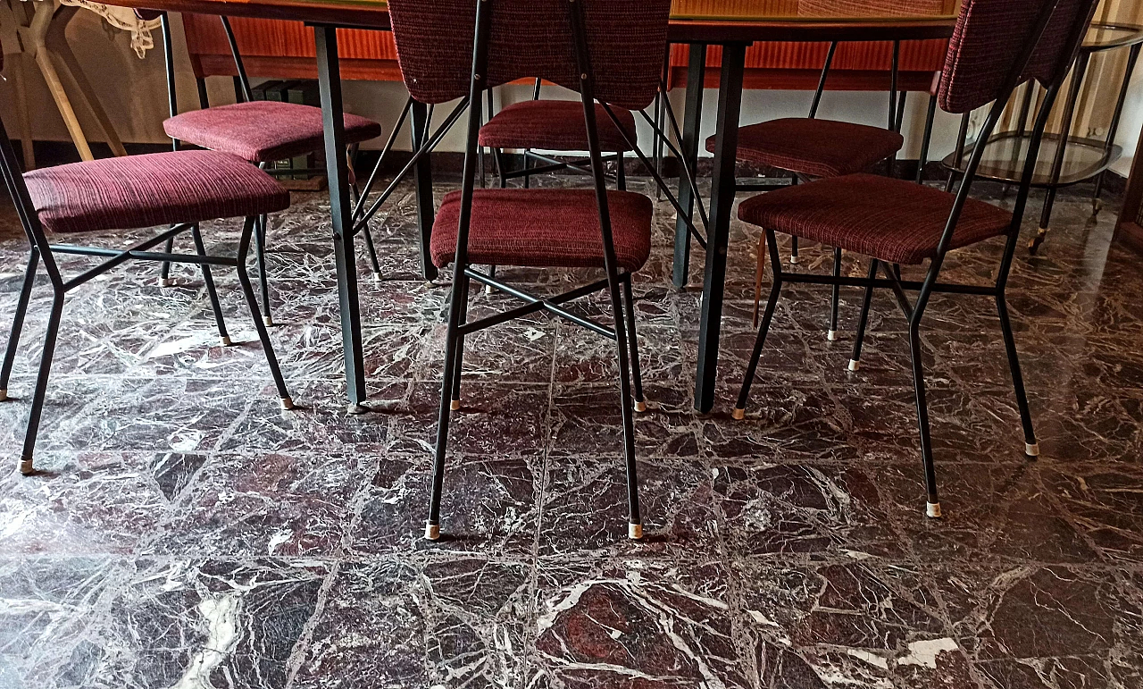 6 Sedie e tavolo ovale, anni '60 8