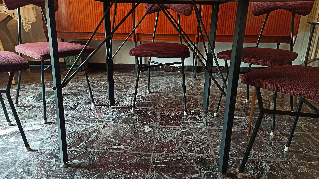 6 Sedie e tavolo ovale, anni '60 9