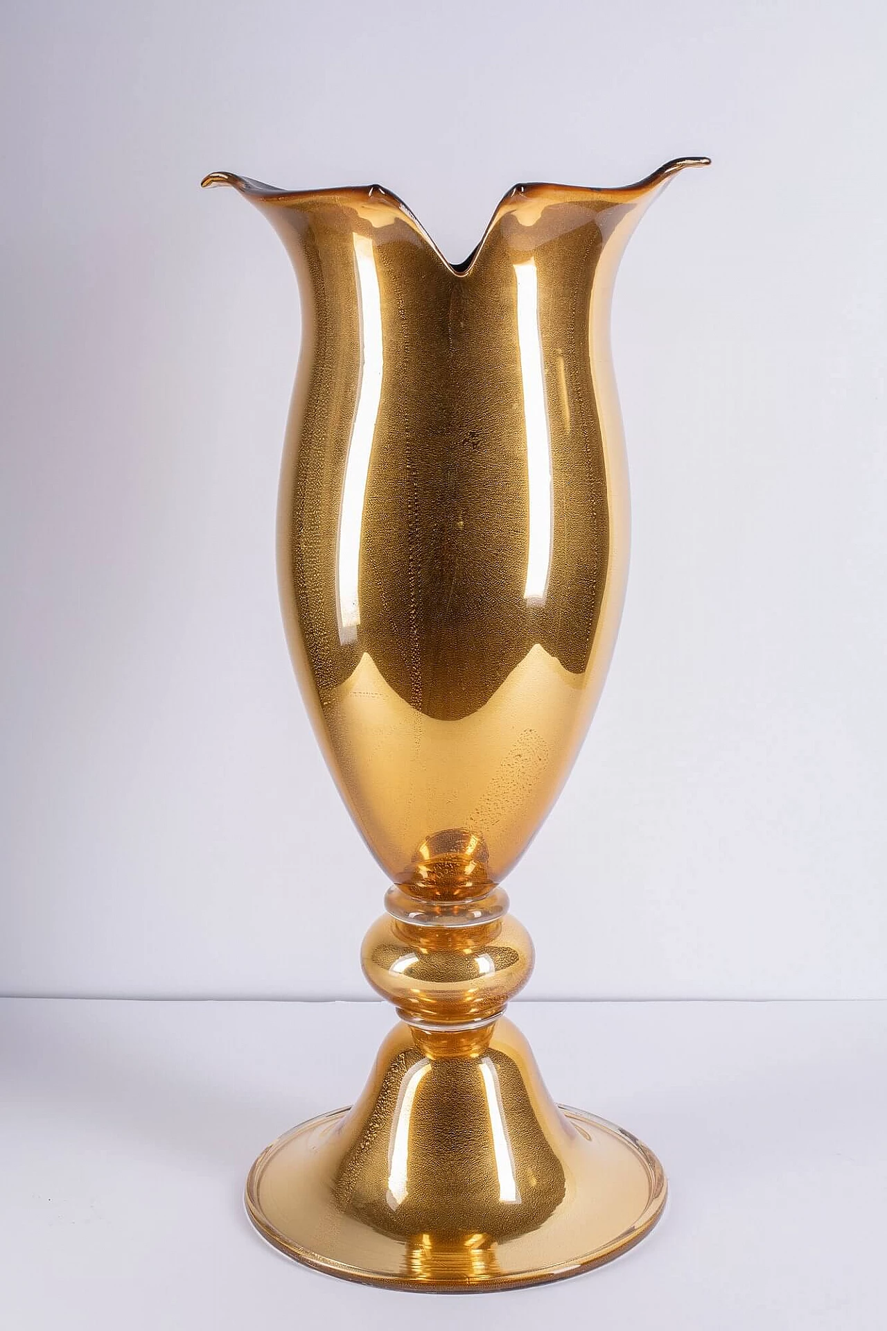Vaso in vetro di Murano soffiato con foglia oro 24 kt 1
