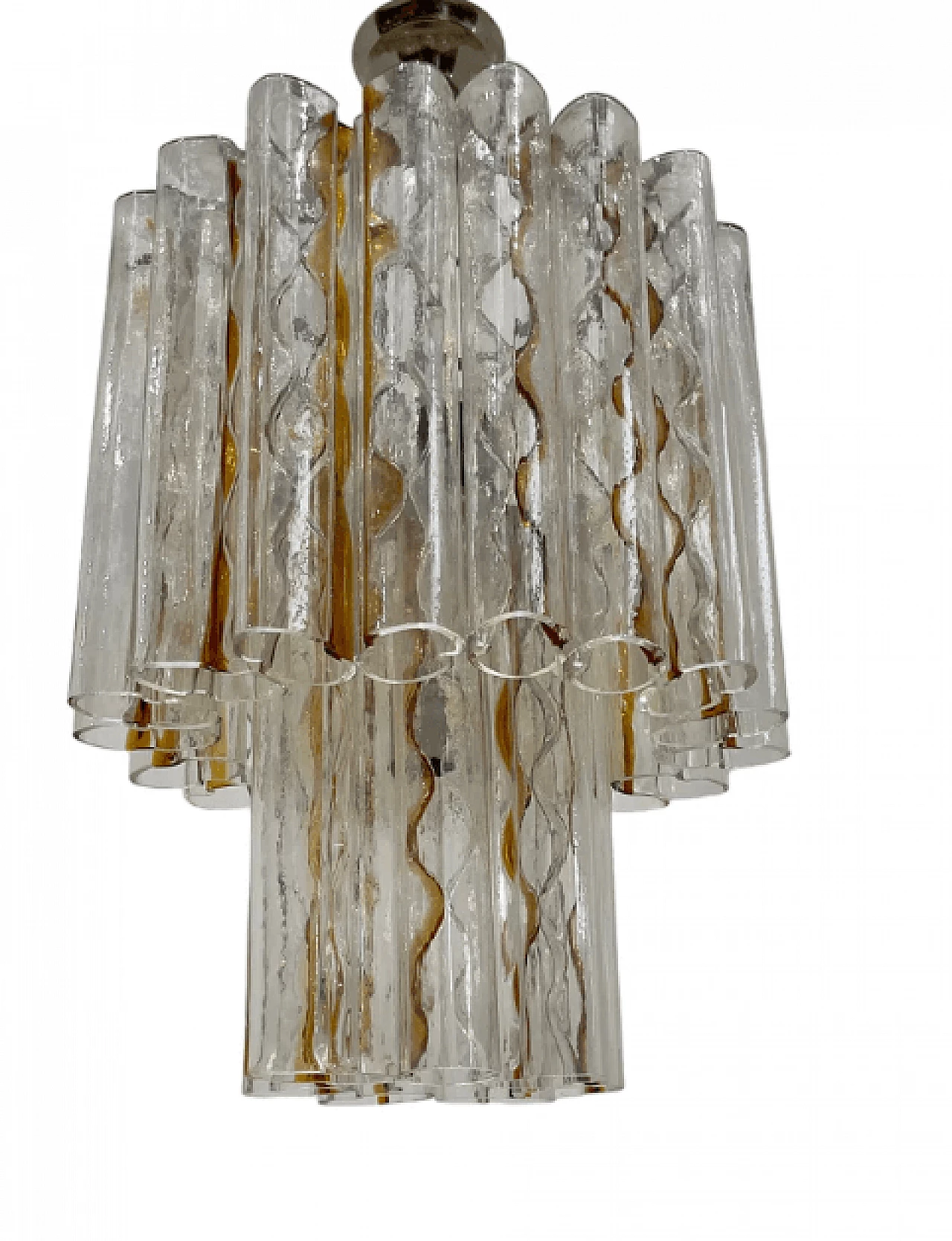 Lampadario in metallo e vetro di Murano di Toni Zuccheri per Ve-Art, anni '70 4