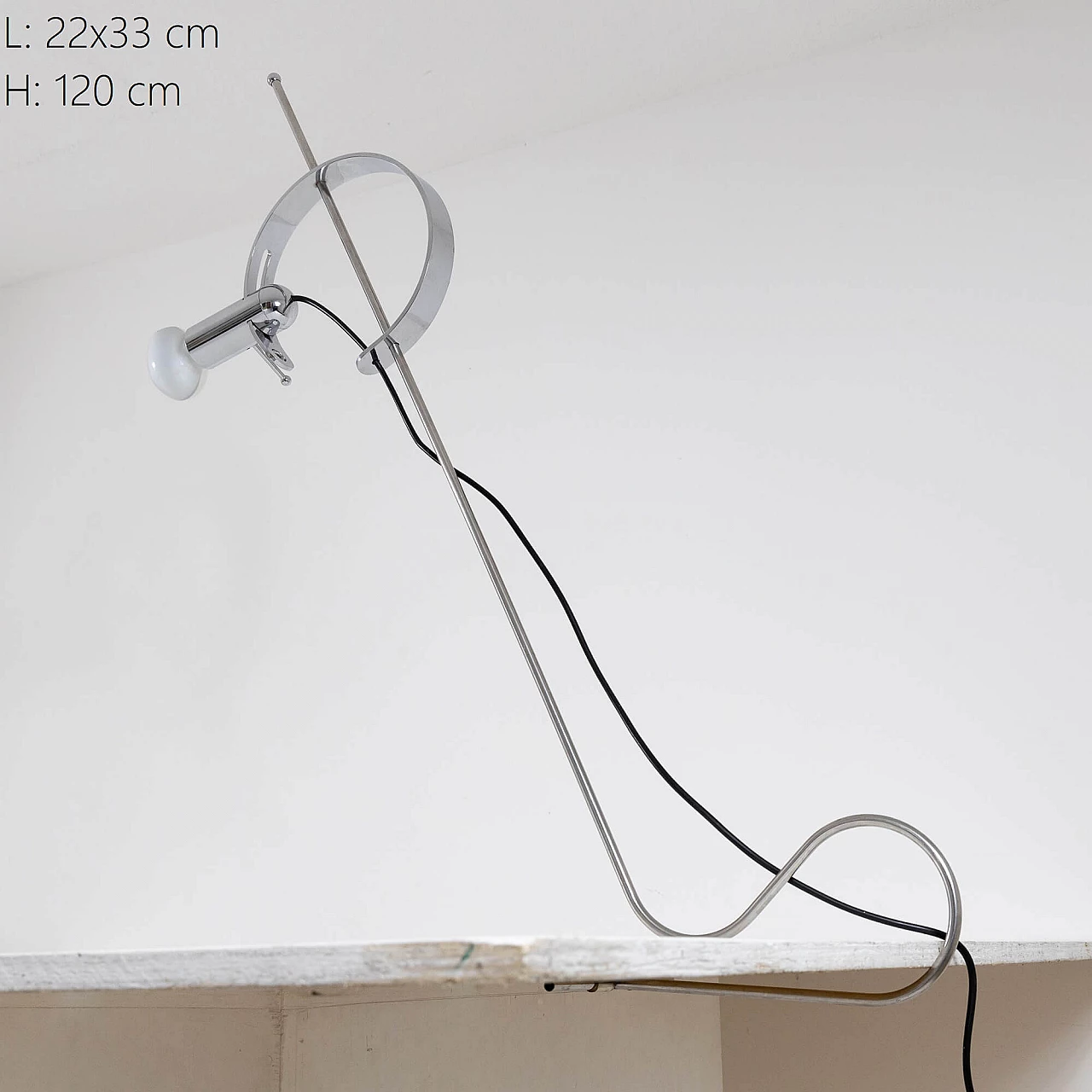 Lampada da tavolo regolabile in metallo cromato, anni '70 8