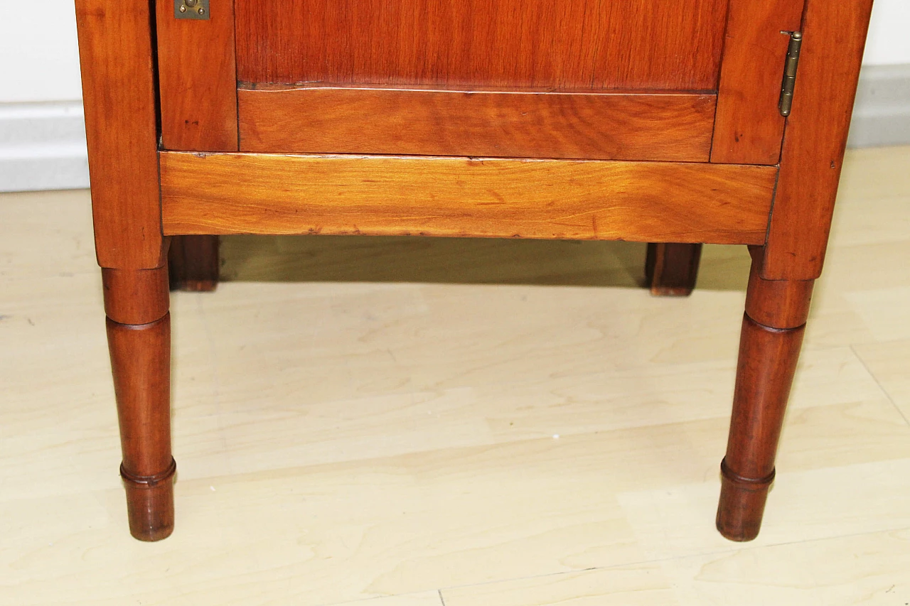 Pair of solid walnut bedside tables with marble top, early 20th century 5