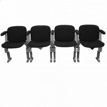 Cinema row of four armchairs with folding seat, 1980s