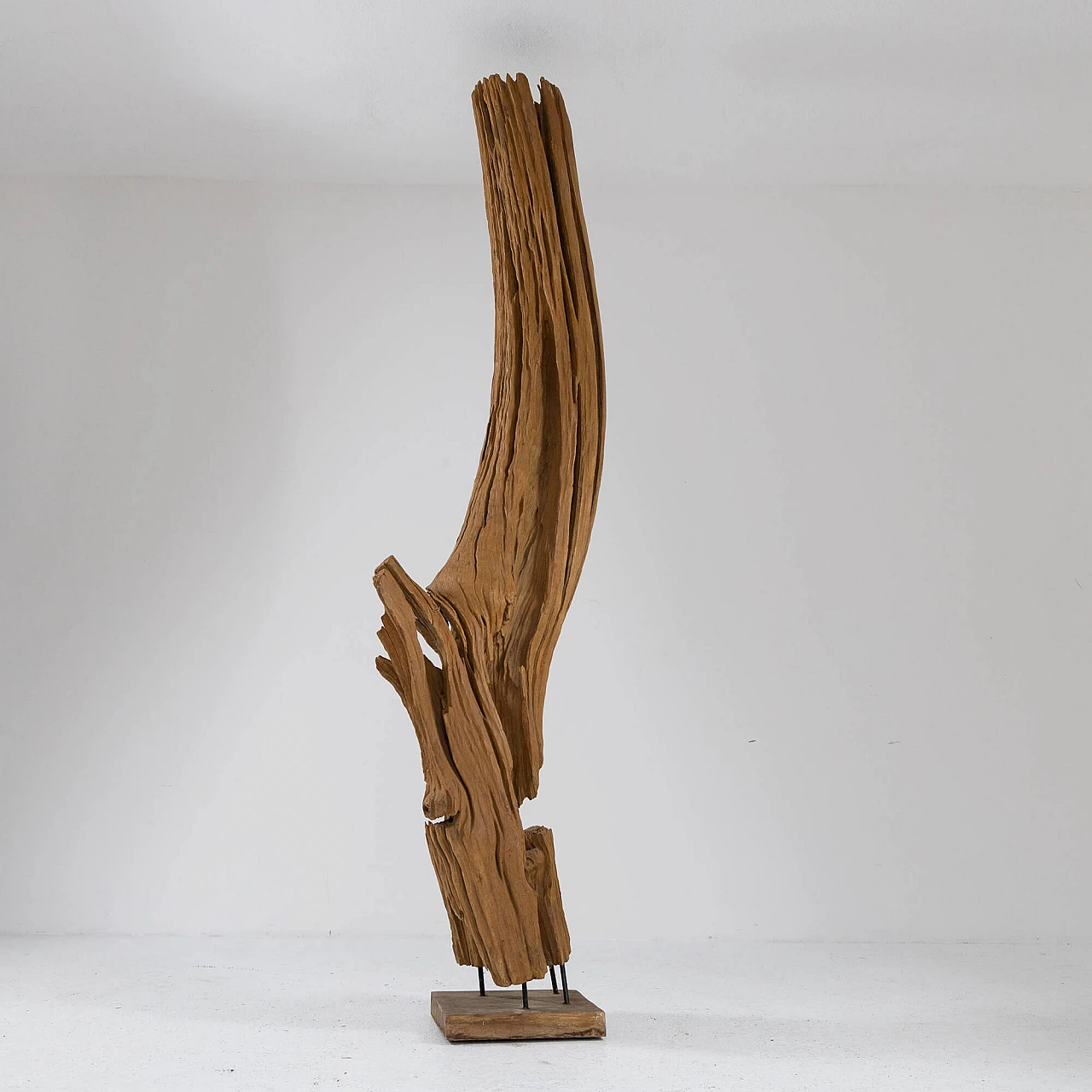 Abstract subject, sandblasted and painted wood sculpture, 1970s 11