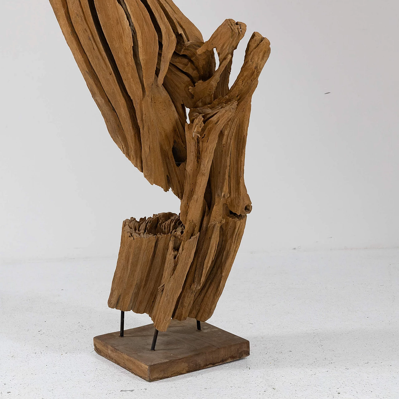 Abstract subject, sandblasted and painted wood sculpture, 1970s 14