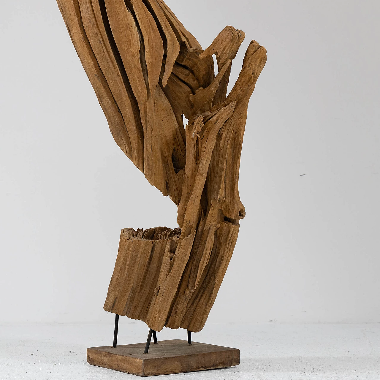 Abstract subject, sandblasted and painted wood sculpture, 1970s 15