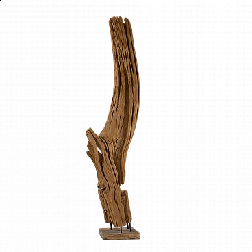 Soggetto astratto, scultura in legno sabbiato e verniciato, anni '70