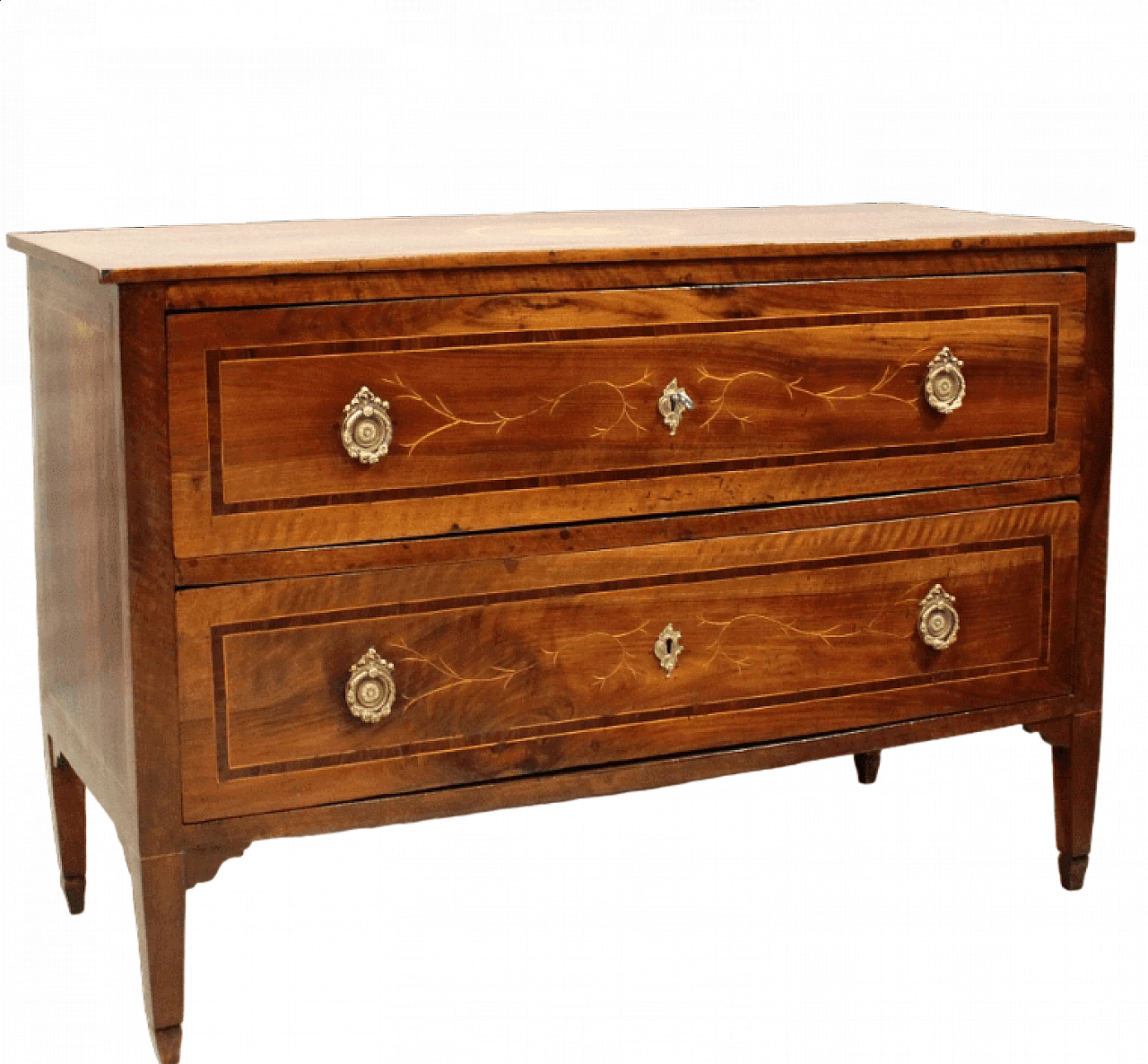 Louis XVI chest of drawers in inlaid walnut, 1700s 11