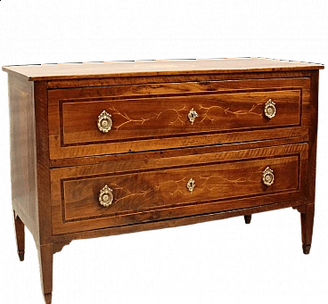 Louis XVI chest of drawers in inlaid walnut, 1700s