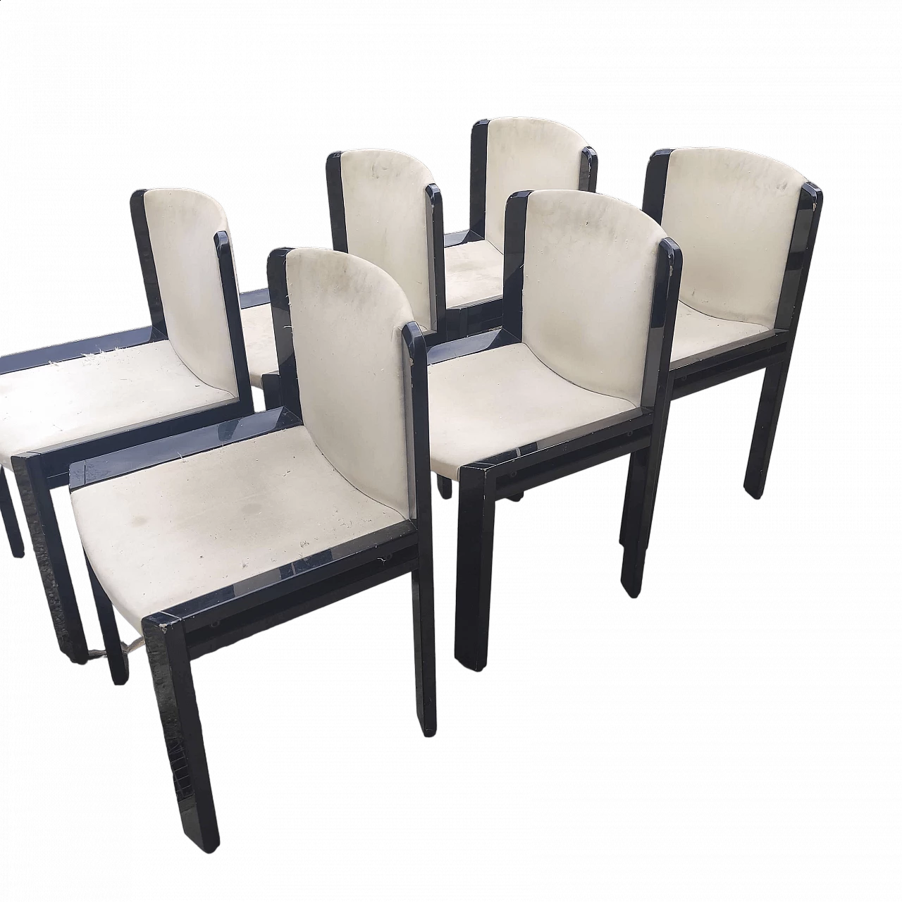 6 Sedie in legno laccato nero, anni '80 6