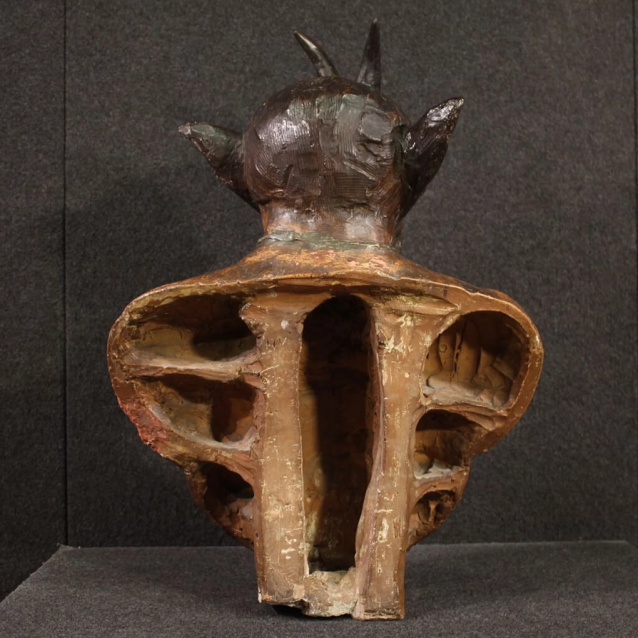 Busto di Pan, scultura in terracotta policroma, seconda metà dell'800 5