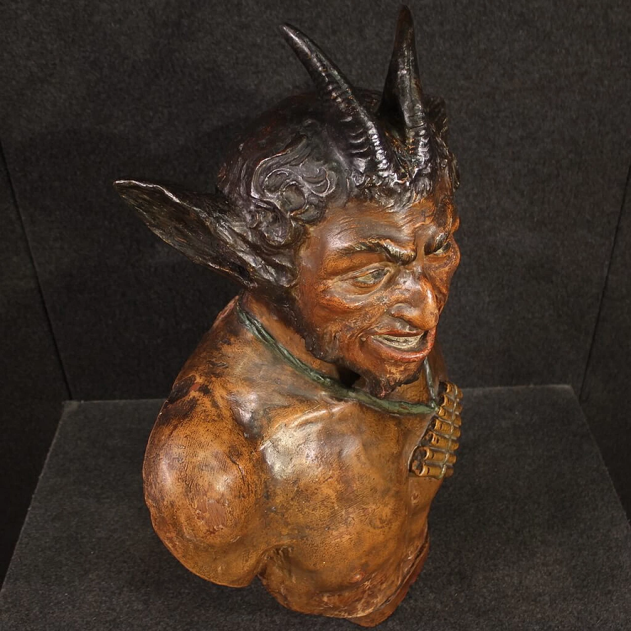 Busto di Pan, scultura in terracotta policroma, seconda metà dell'800 11
