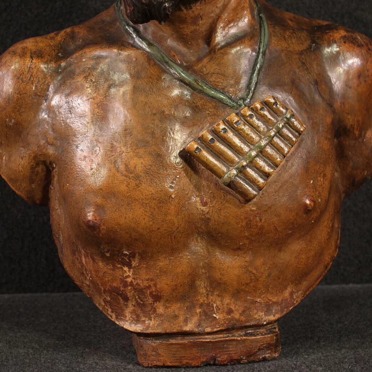 Busto di Pan, scultura in terracotta policroma, seconda metà dell'800 12