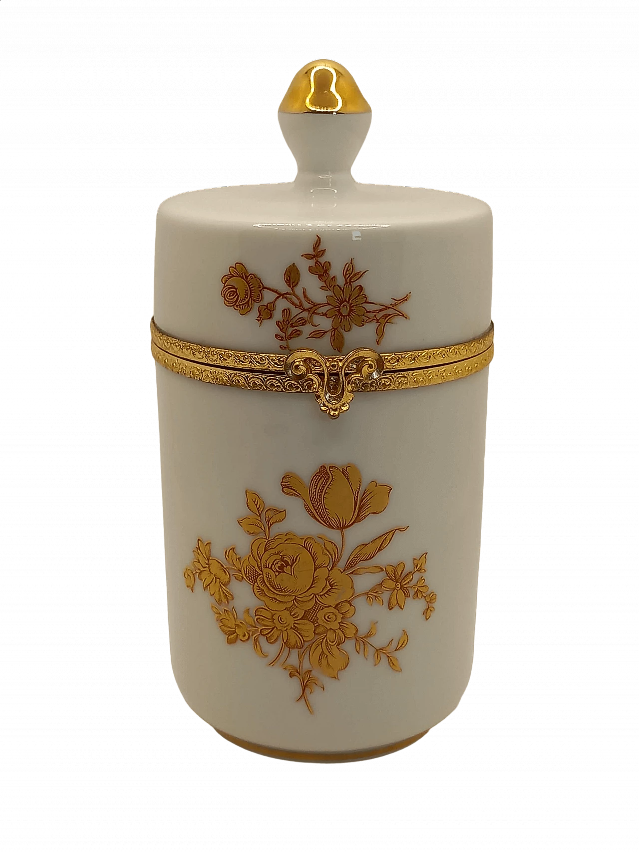 Limoges box with closure and floral decorations, 1950s 9