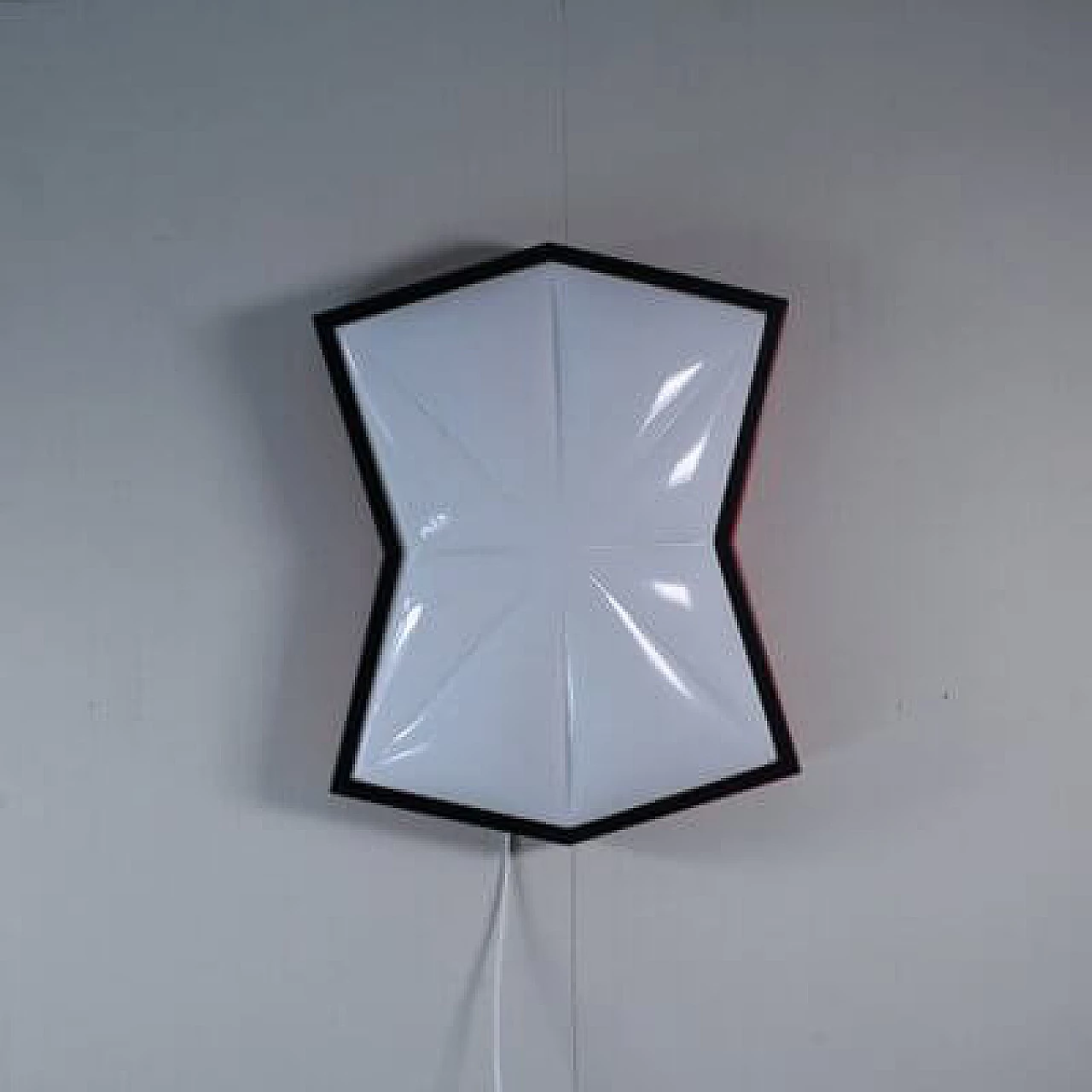 Space Age style red, black and white plastic ceiling lamp, 1980s 1