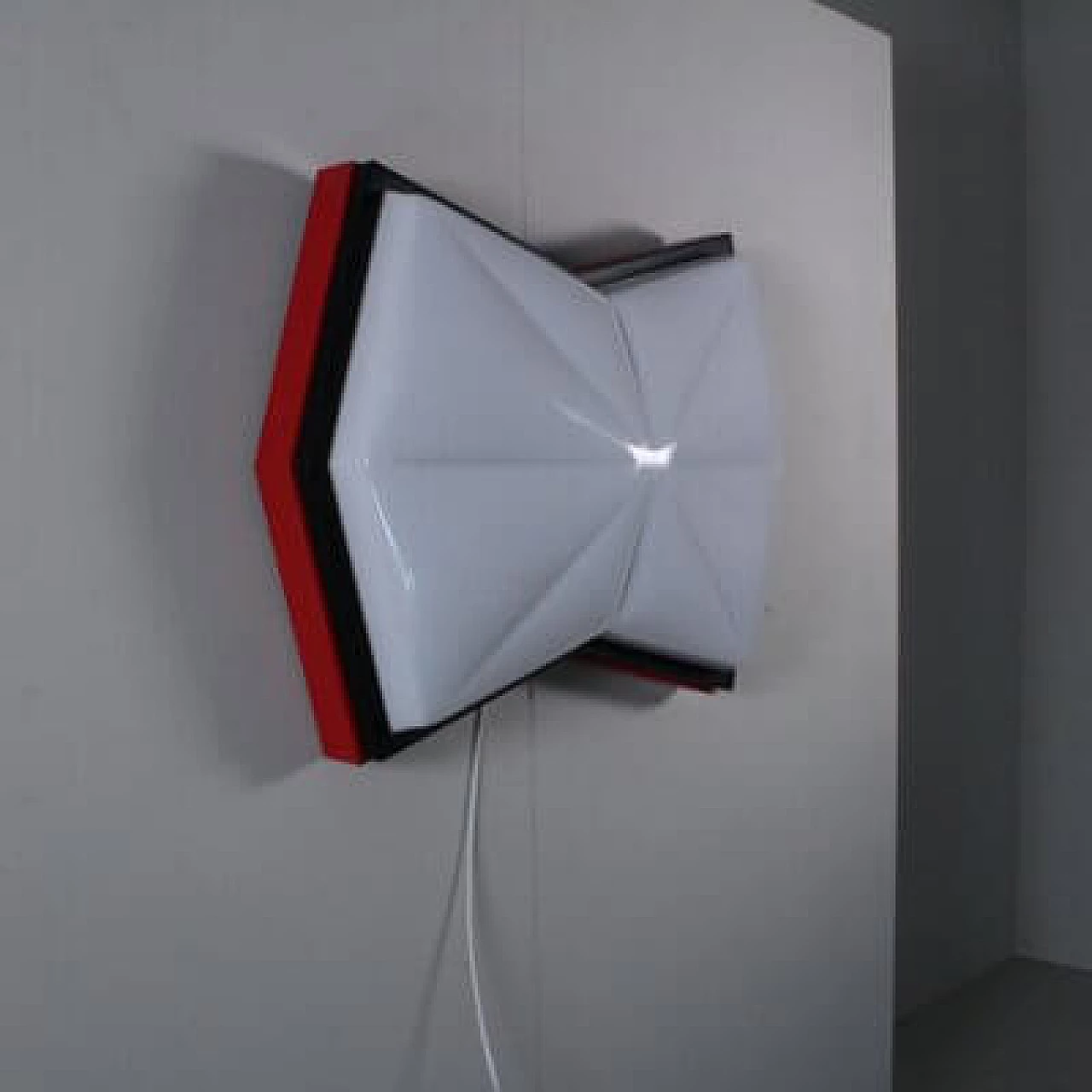 Space Age style red, black and white plastic ceiling lamp, 1980s 3