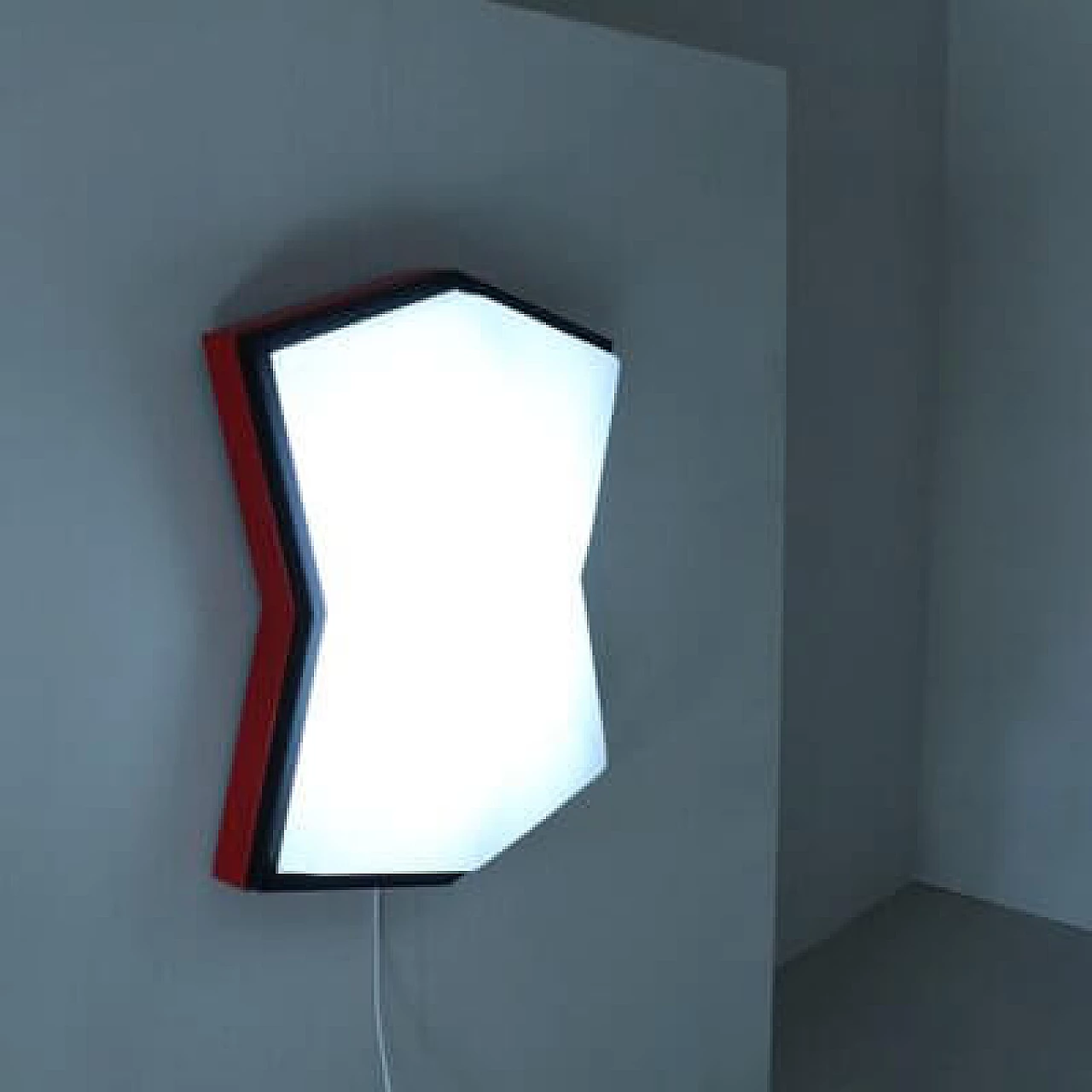 Plafoniera stile Space Age in plastica rossa, nera e bianca, anni '80 5