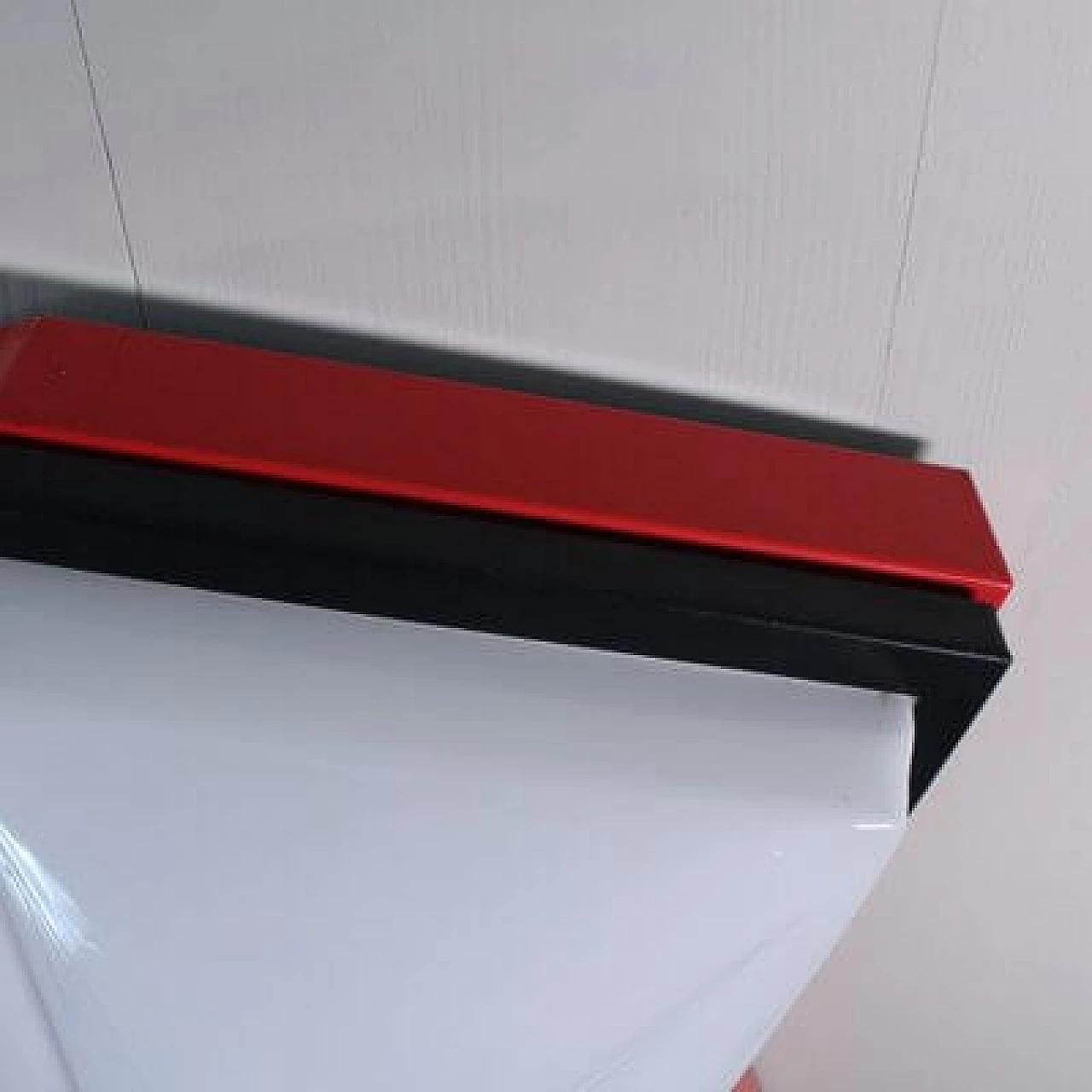 Space Age style red, black and white plastic ceiling lamp, 1980s 8