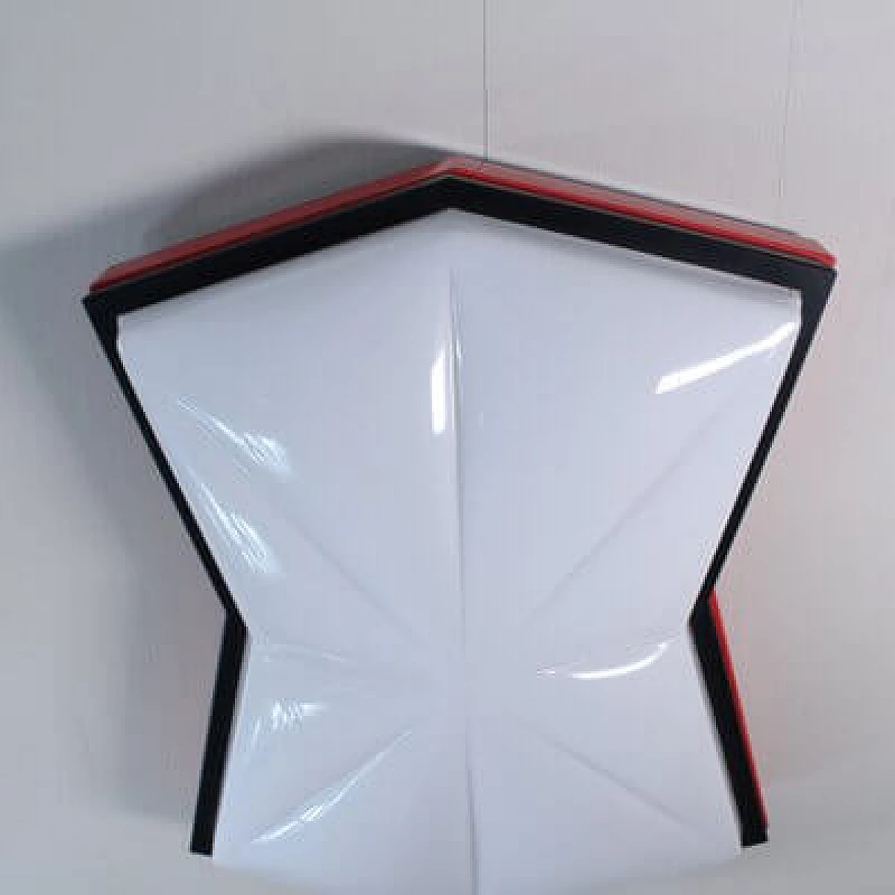 Space Age style red, black and white plastic ceiling lamp, 1980s 9