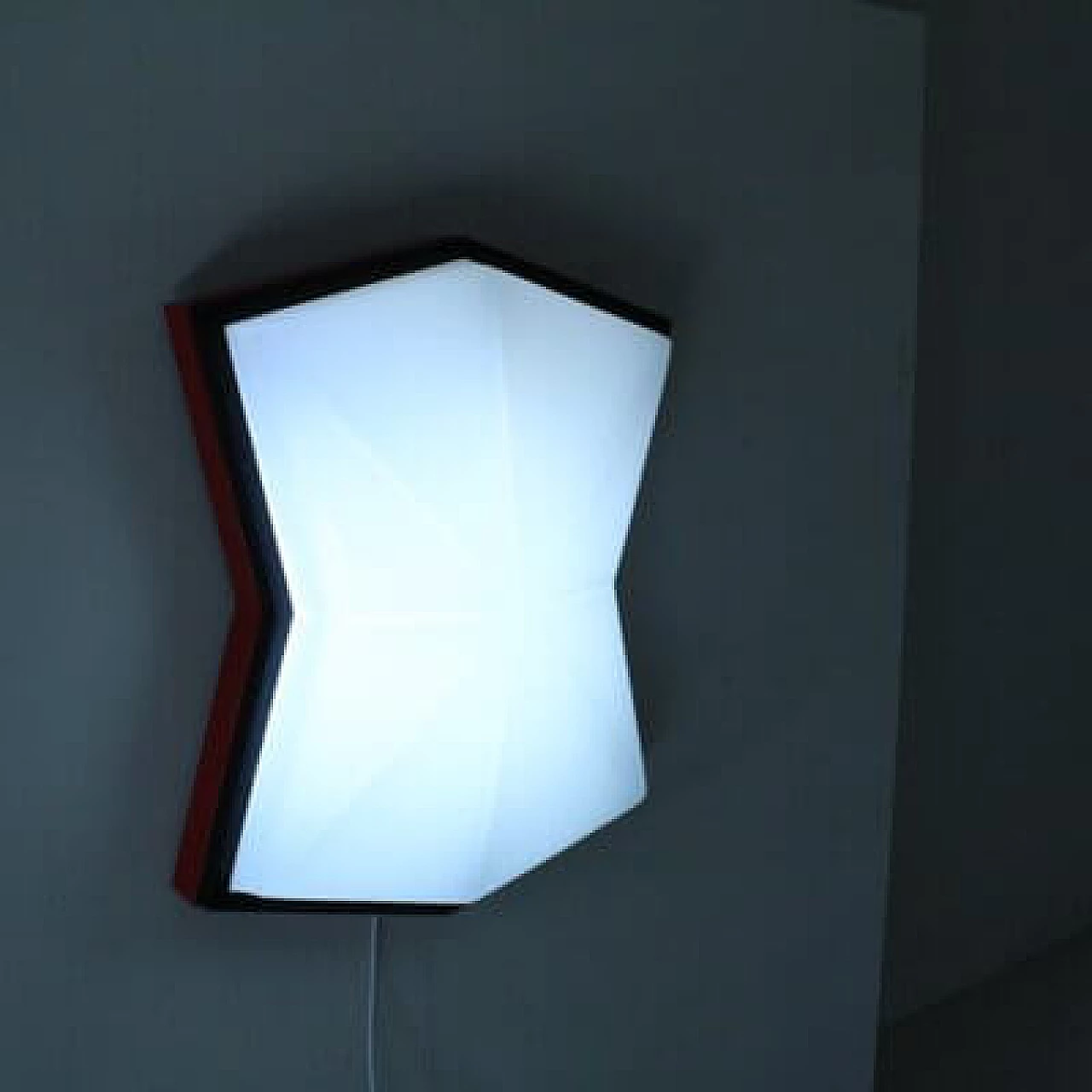 Space Age style red, black and white plastic ceiling lamp, 1980s 15