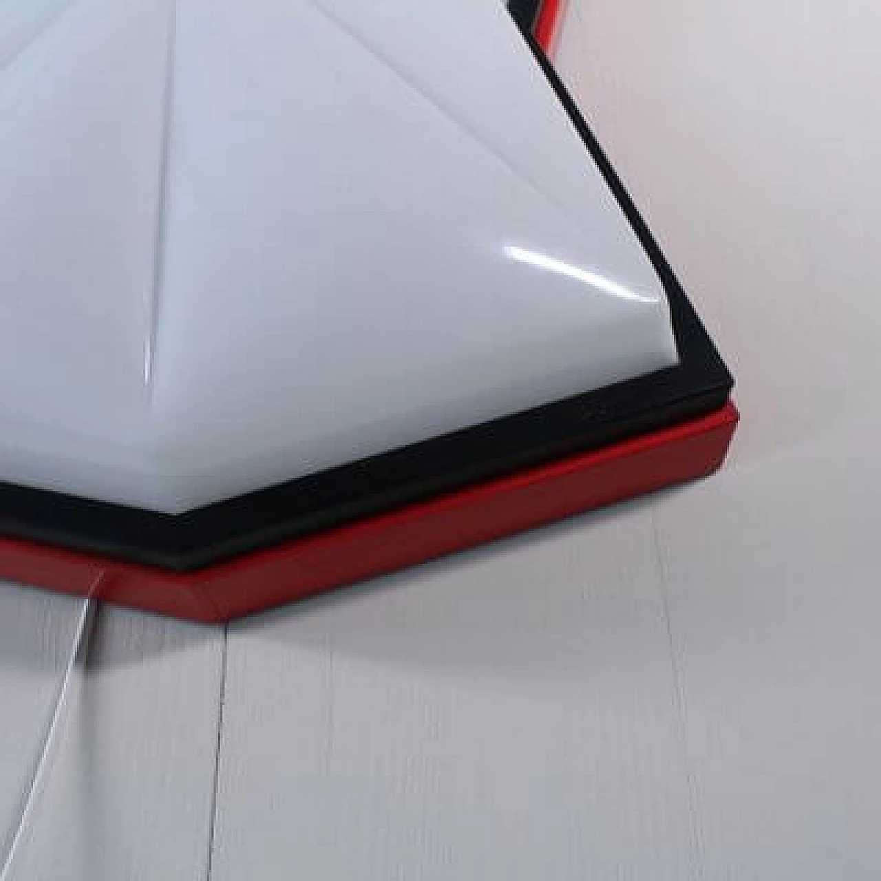 Space Age style red, black and white plastic ceiling lamp, 1980s 16