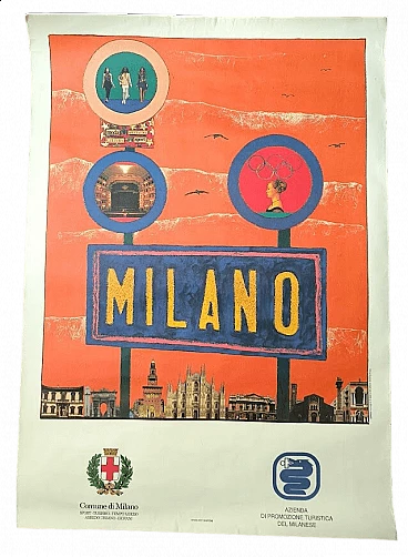 Stefano Pizzi, manifesto di promozione turistica di Milano, anni '80