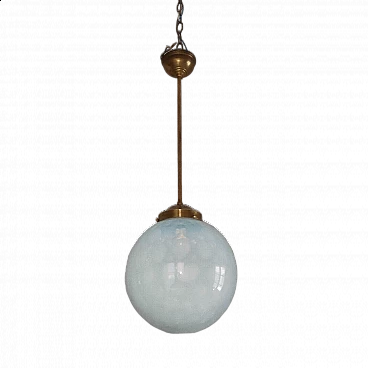 Lampada a sospensione in vetro di Murano e ottone, anni '40