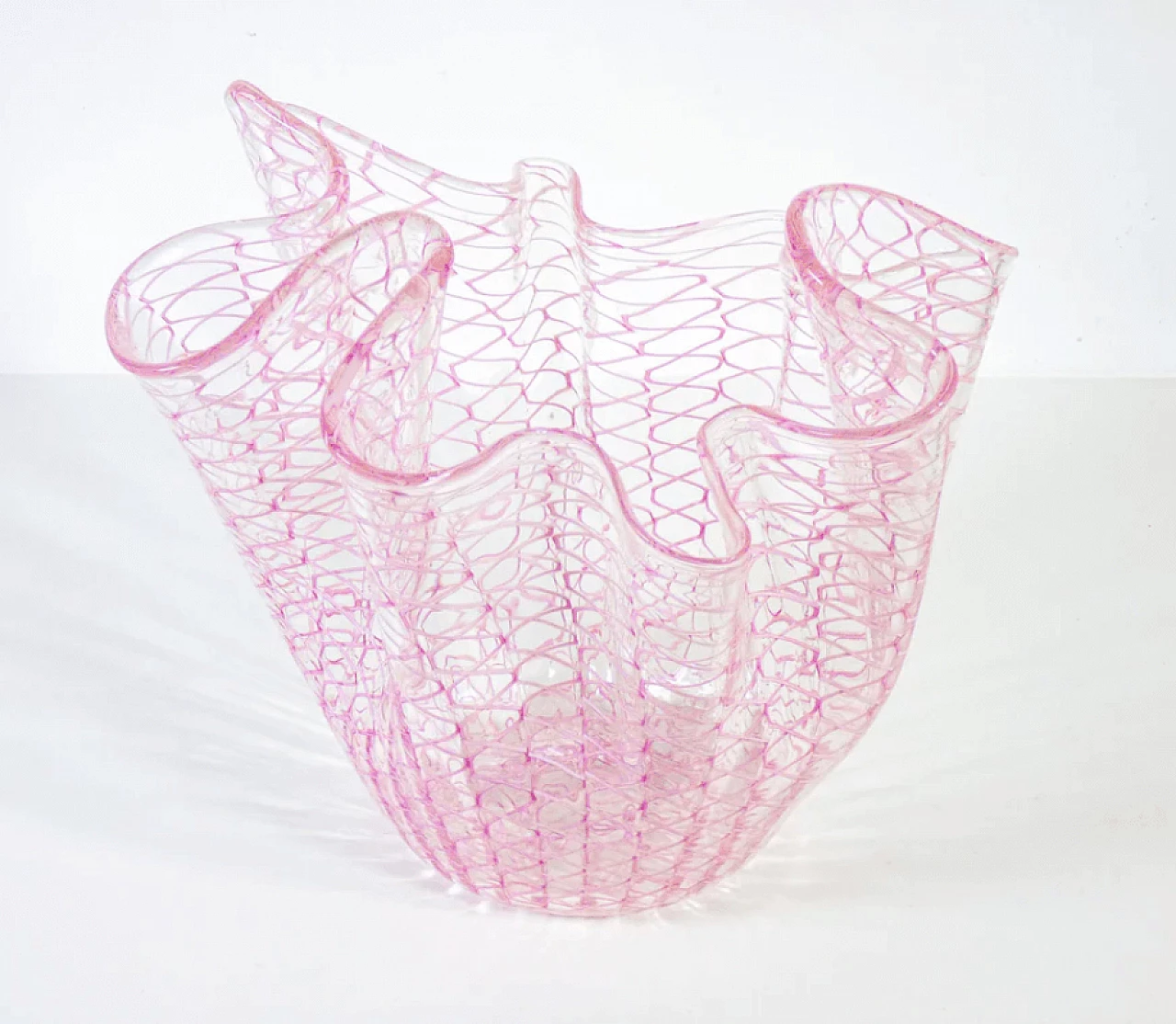 Fazzoletto vase in blown glass by Venini, 1980s 1