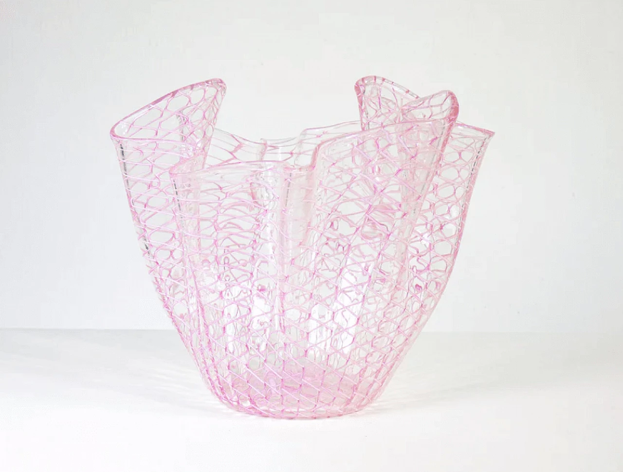 Fazzoletto vase in blown glass by Venini, 1980s 3