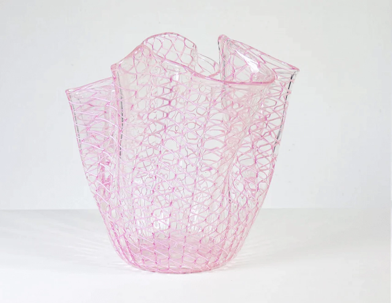 Fazzoletto vase in blown glass by Venini, 1980s 5