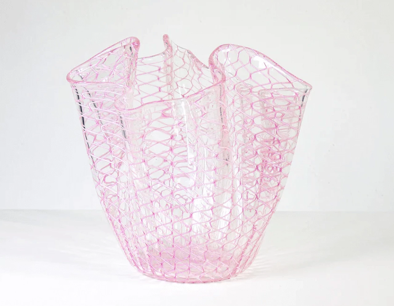 Fazzoletto vase in blown glass by Venini, 1980s 6