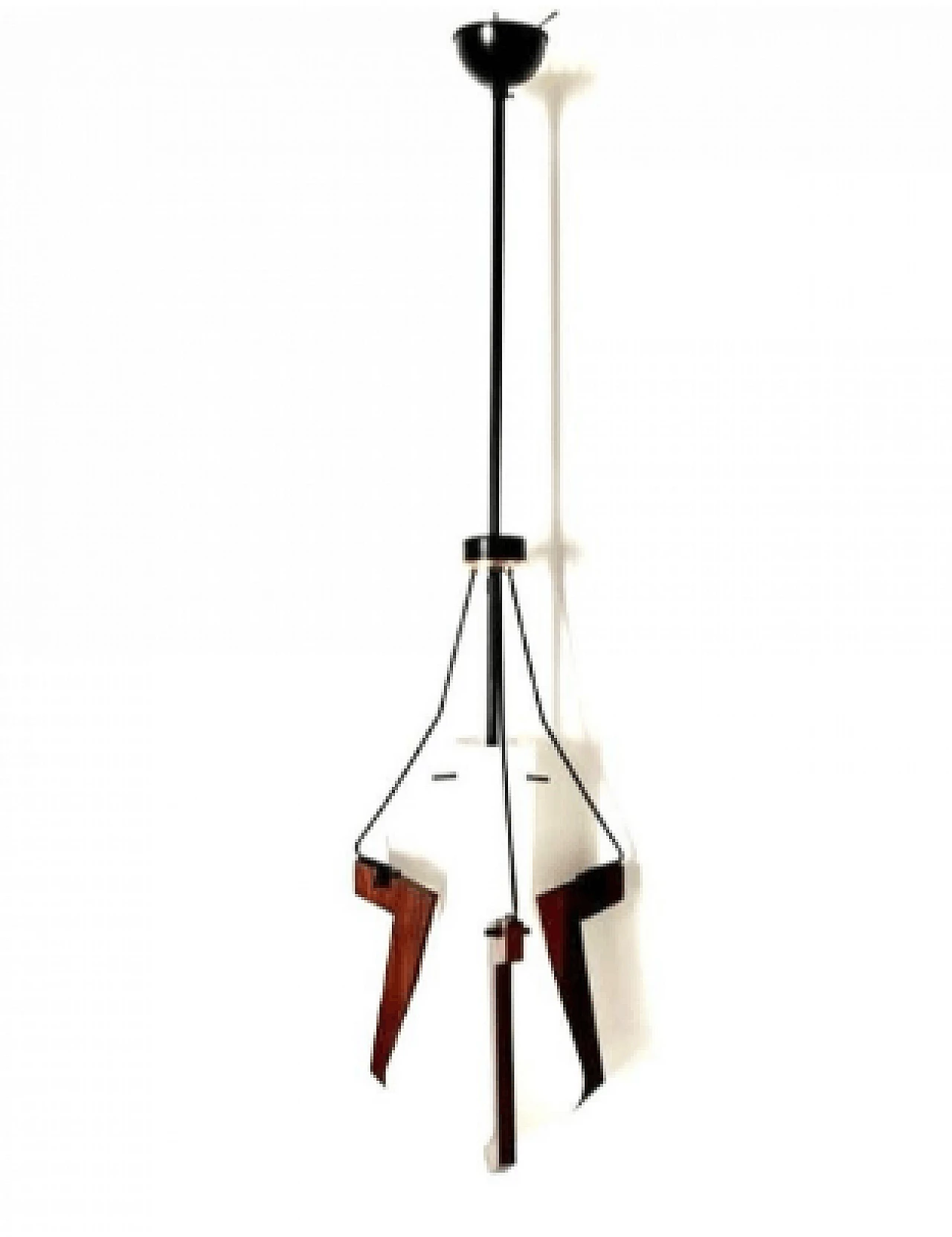 Glass, iron and teak hanging lamp by Stilnovo, 1950s 9