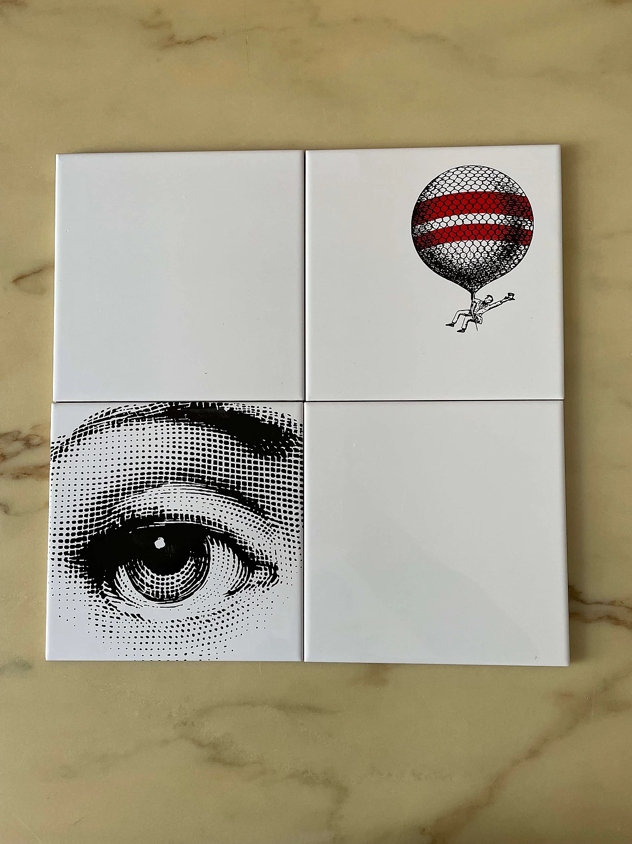 4 Tiles by Fornasetti, 2000s 1