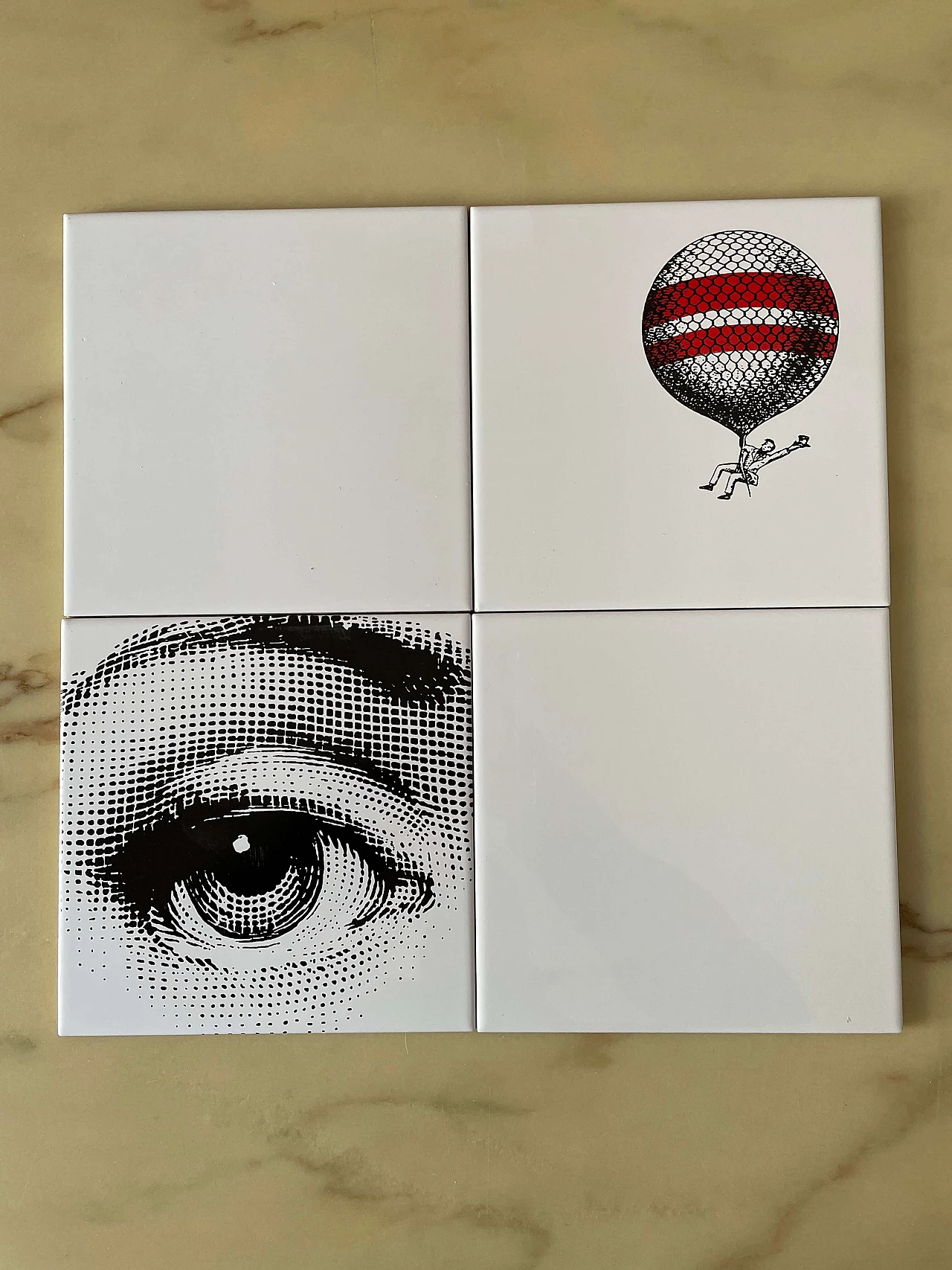 4 Tiles by Fornasetti, 2000s 2