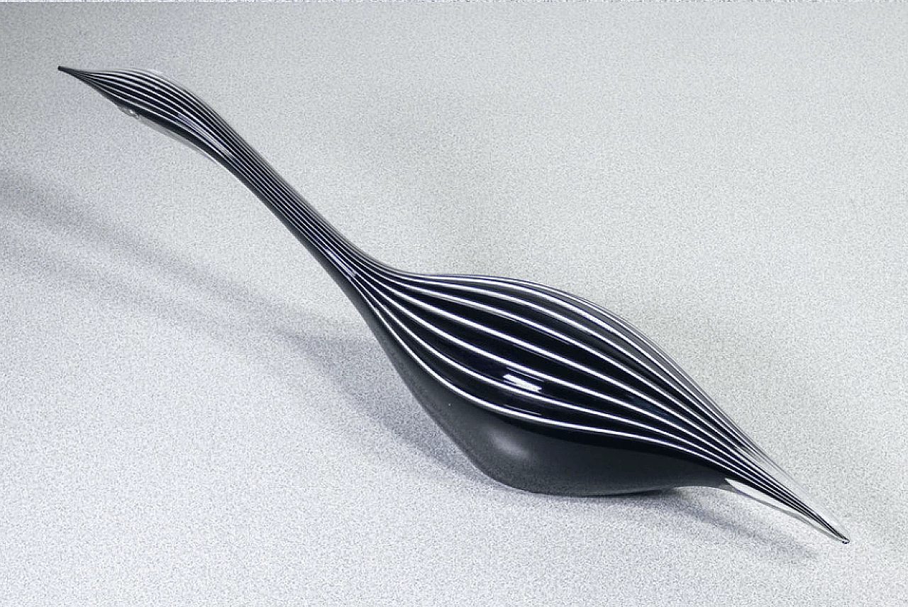 Cigno Nero, scultura in vetro soffiato di Seguso per Arte Vetro, anni '80 5