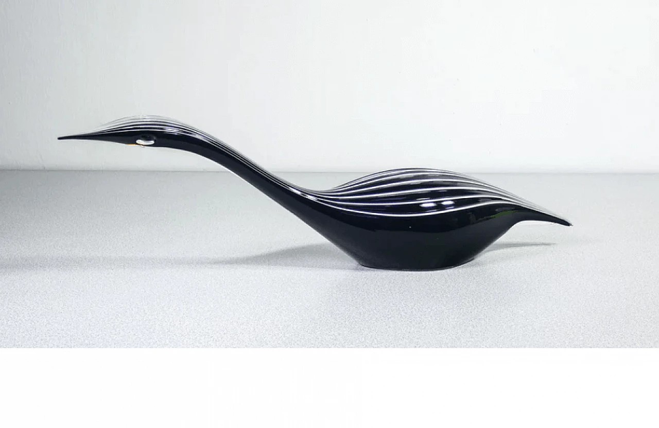 Cigno Nero, scultura in vetro soffiato di Seguso per Arte Vetro, anni '80 6