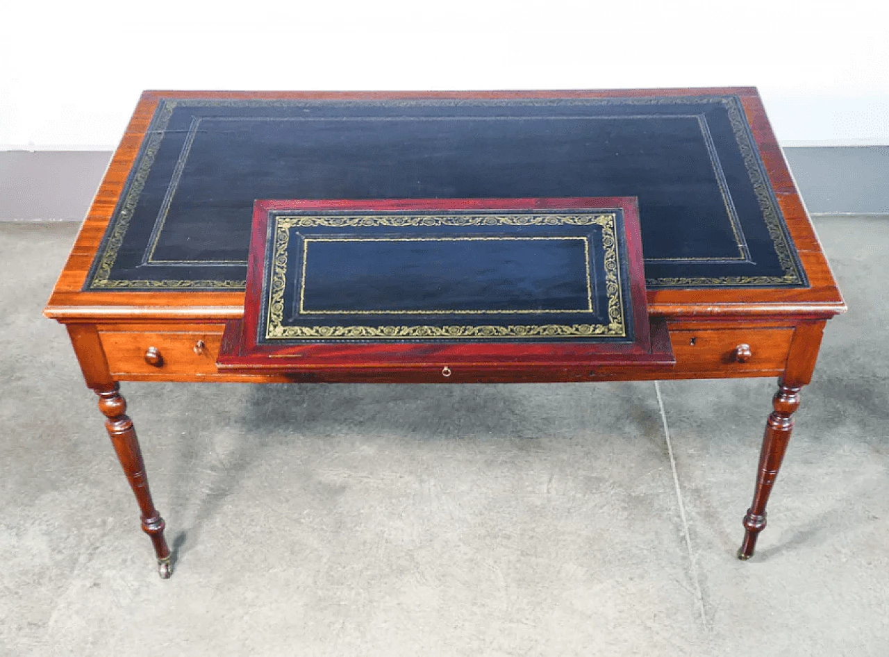 Victorian wood and leather desk, late 19th century 7