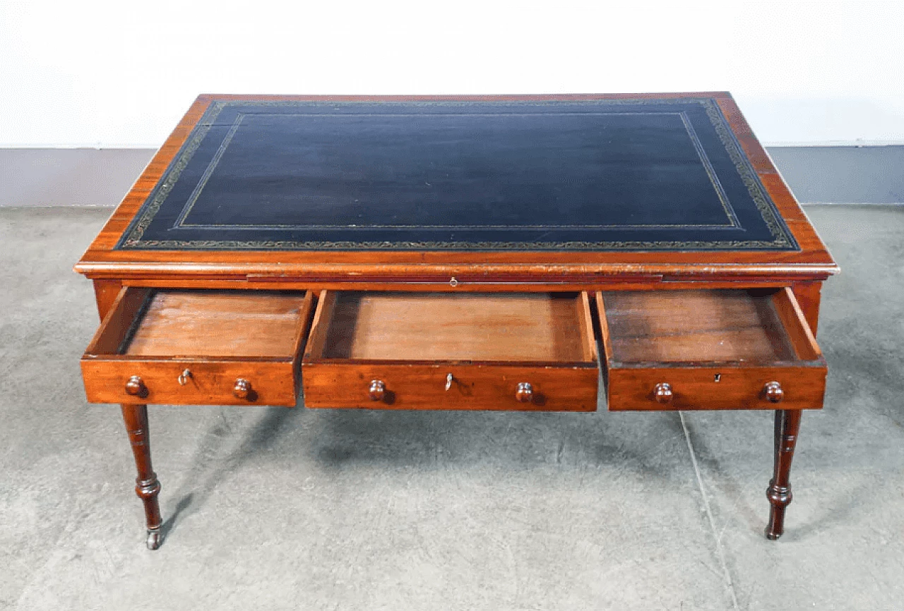 Victorian wood and leather desk, late 19th century 9