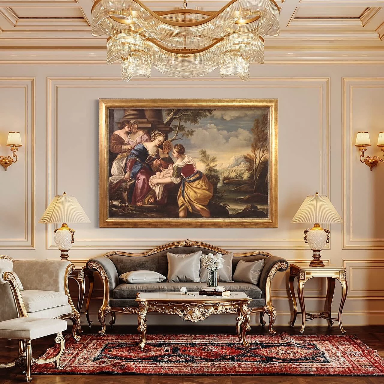 Mosè salvato dalle acque, dipinto a olio su tela, seconda metà del '700 14