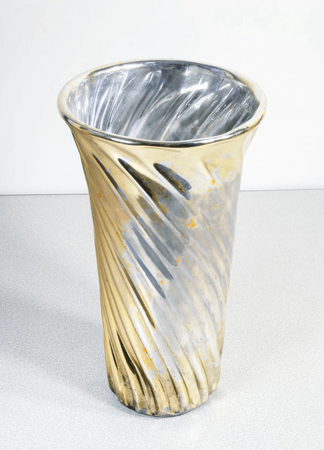 Vaso in vetro soffiato argentato e dorato, metà '900 5