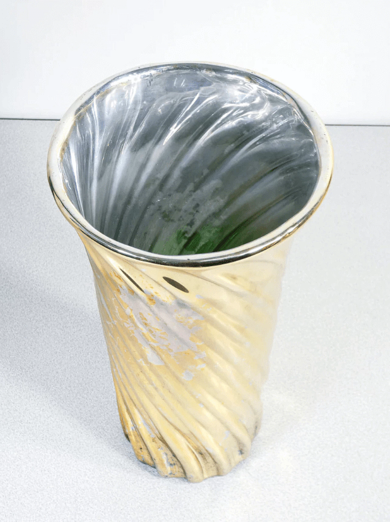 Vaso in vetro soffiato argentato e dorato, metà '900 6