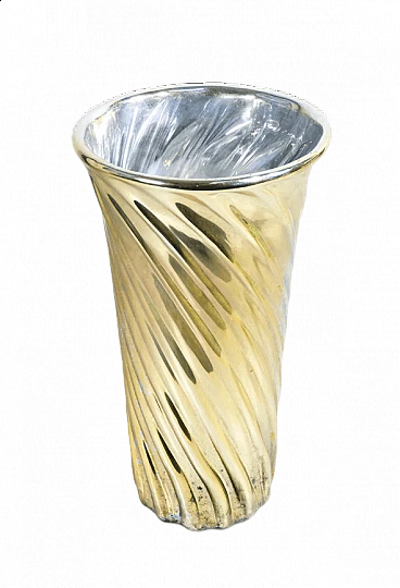 Silver and gold blown glass vase, mid-20th century