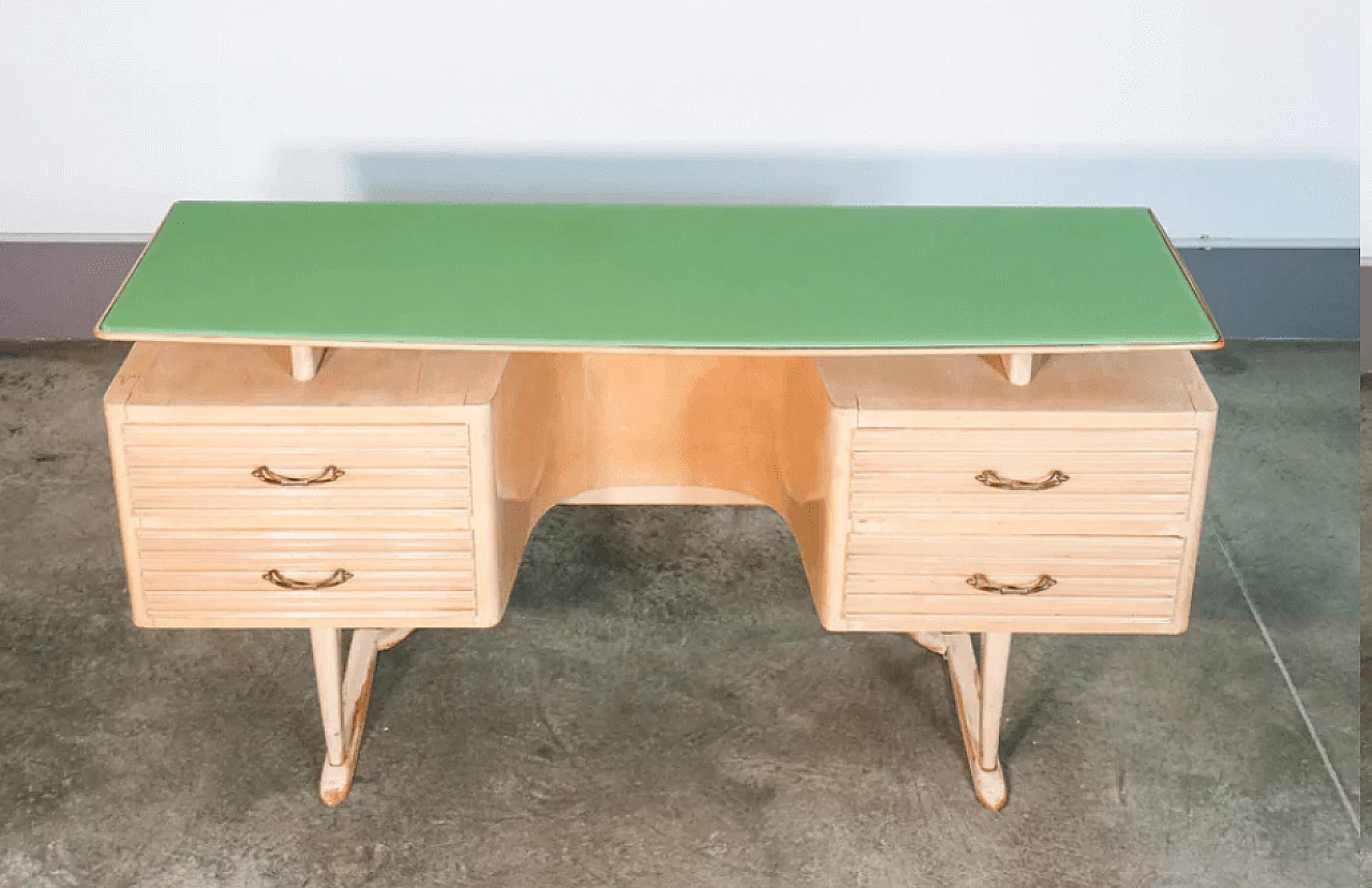 Scrivania in legno e vetro nello stile di V. Valabrega, anni '40 3