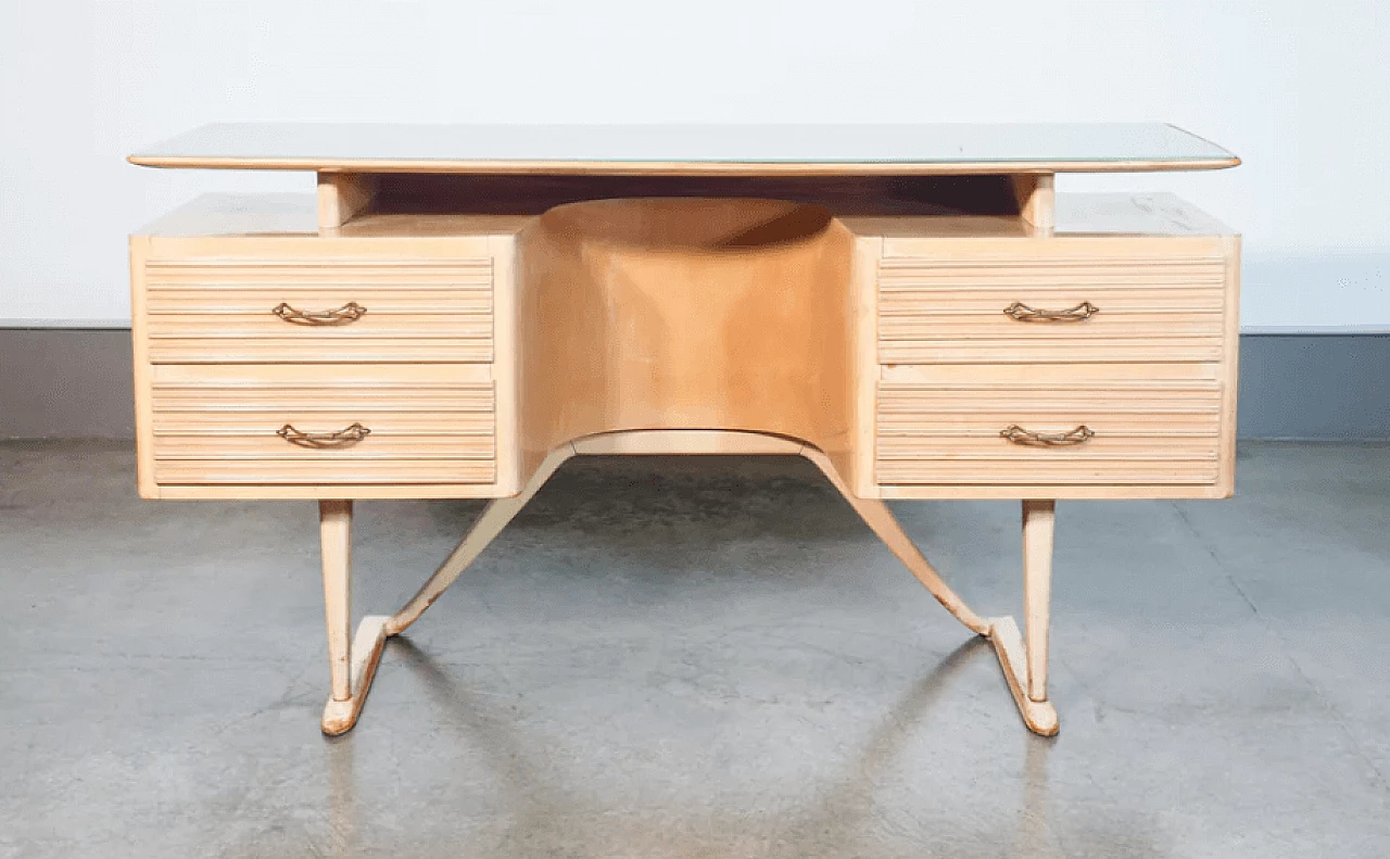 Wood and glass desk in the style of V. Valabrega, 1940s 5