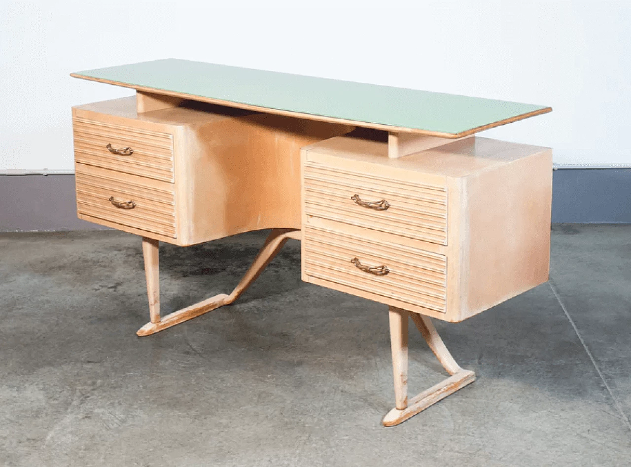 Wood and glass desk in the style of V. Valabrega, 1940s 6