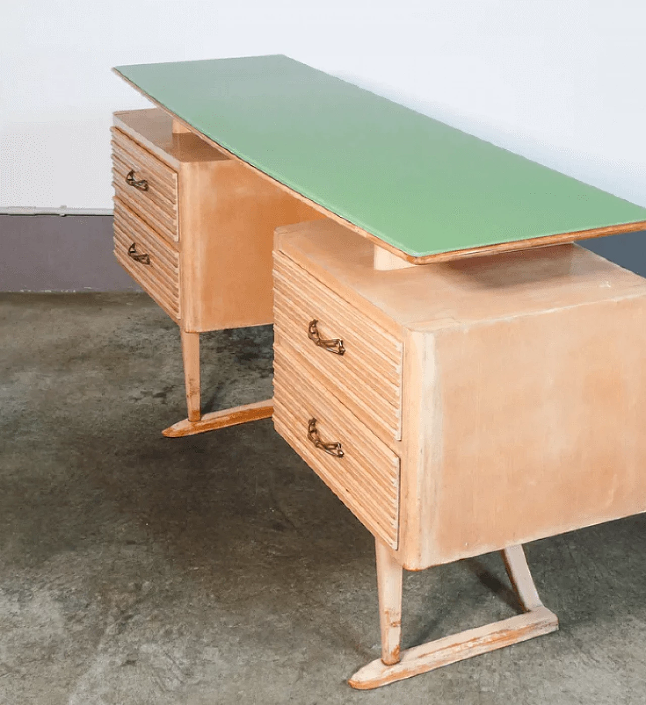Wood and glass desk in the style of V. Valabrega, 1940s 8