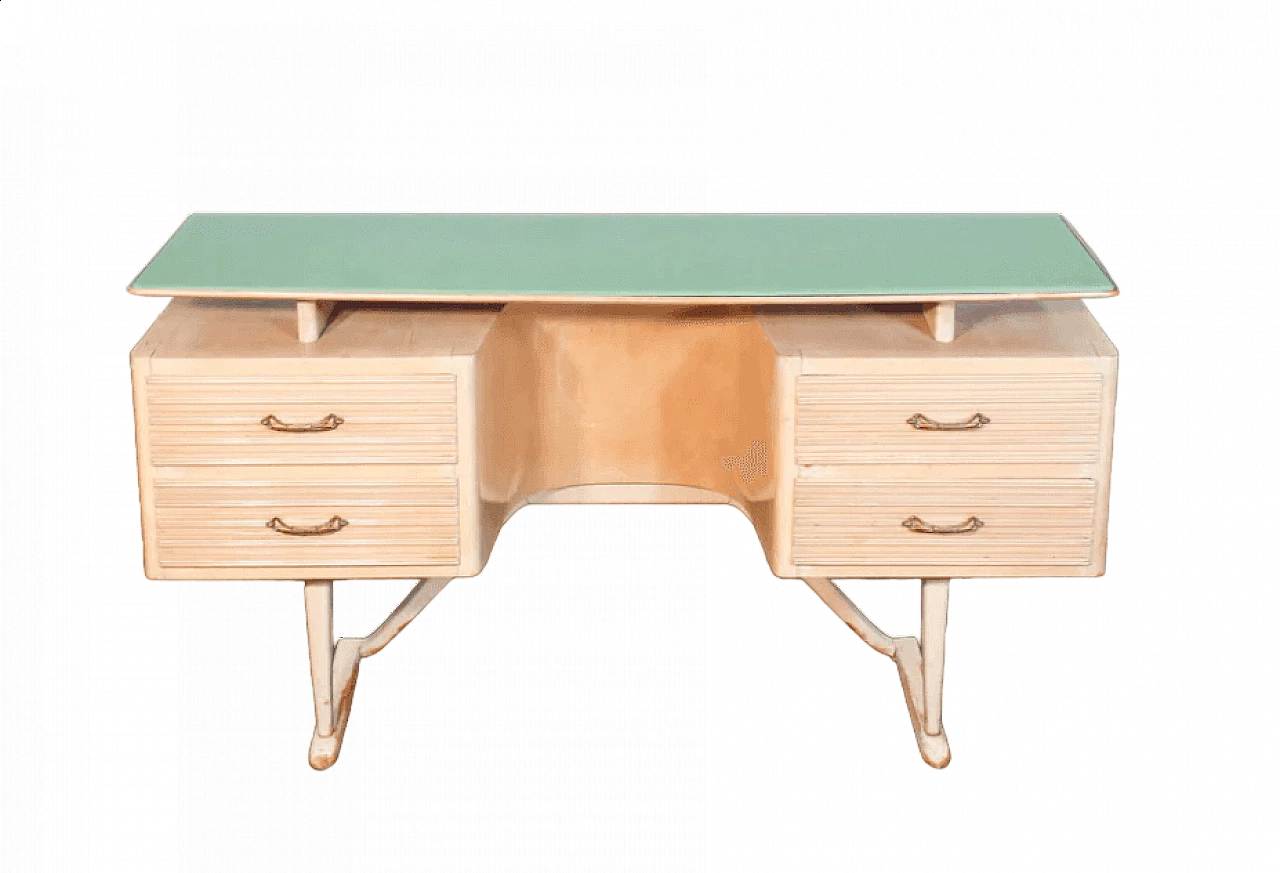Wood and glass desk in the style of V. Valabrega, 1940s 10