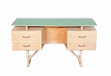 Wood and glass desk in the style of V. Valabrega, 1940s